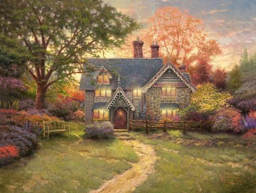 cottage cornfield Painting - Gingerbread Cottage Thomas Kinkade